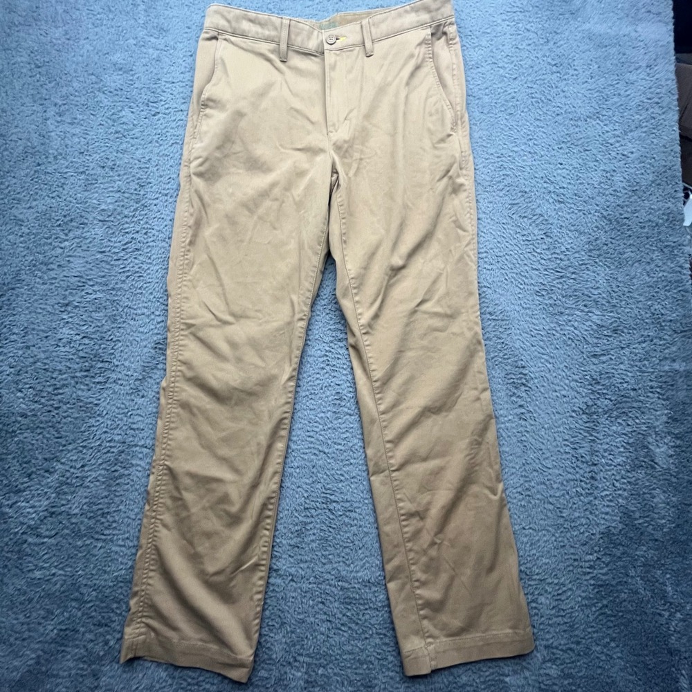 LL Bean Standard Fit Khaki Chinos Pants Mens 33W 31L Cotton Blend